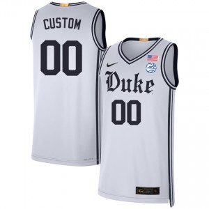 Men Custom Team White Blue Devils #00 Stitched Jerseys 155268-544