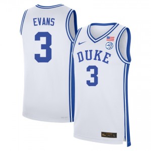 Men Isaiah Evans White Duke Blue Devils #3 NCAA Jerseys 591881-645