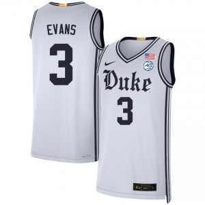 Men Isaiah Evans Team White Duke University #3 Stitched Jersey 253484-967