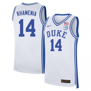 Men Nikolas Khamenia White Duke #14 Alumni Jersey 412800-794