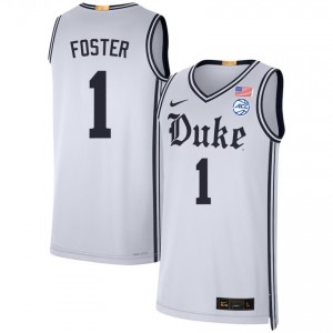 Men Caleb Foster Team White Duke #1 Embroidery Jersey 442969-919