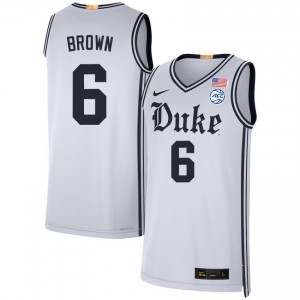 Men Maliq Brown Team White Blue Devils #6 University Jersey 398847-931