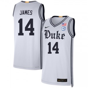 Men Sion James Team White Blue Devils #14 Replica Jersey 568528-650