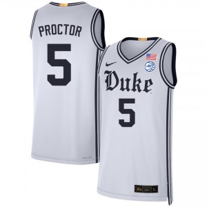 Men Tyrese Proctor Team White Duke University #5 Stitched Jersey 413934-342