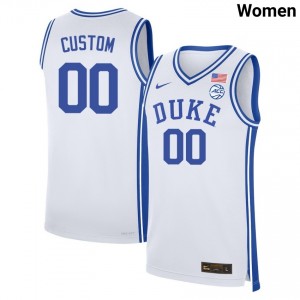 Women Custom White Duke #00 Player Jersey 174459-334