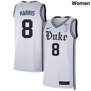 Women Darren Harris Team White Blue Devils #8 NCAA Jersey 360725-720