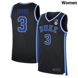 Women Isaiah Evans Black Blue Devils #3 Replica Jersey 511538-262