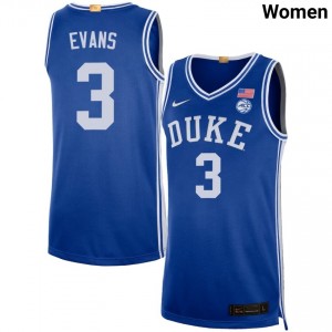 Women Isaiah Evans Royal Blue Devils #3 Embroidery Jersey 208742-324
