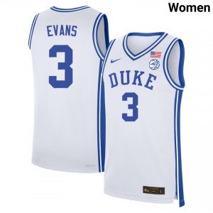 Women Isaiah Evans White Duke Blue Devils #3 University Jerseys 657507-528