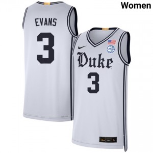 Women Isaiah Evans Team White Duke University #3 Game Jersey 530784-320