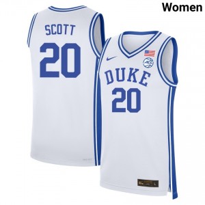 Women Jack Scott White Blue Devils #20 High School Jerseys 565185-329