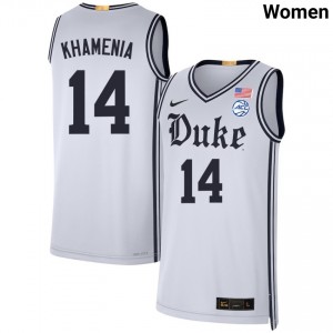 Women Nikolas Khamenia Team White Duke Blue Devils #14 NCAA Jerseys 368501-444