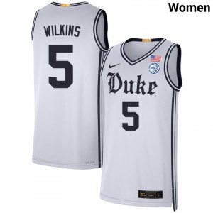 Women Sebastian Wilkins Team White Duke Blue Devils #5 Stitched Jersey 519933-451