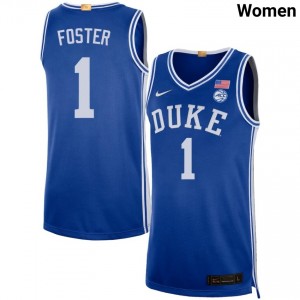 Women Caleb Foster Royal Duke #1 Game Jerseys 494103-477