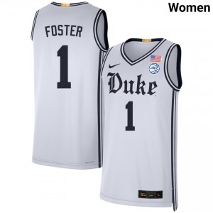 Women Caleb Foster Team White Duke Blue Devils #1 University Jerseys 140531-321