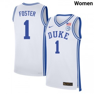 Women Caleb Foster White Duke #1 2025-26 Jersey 818904-491