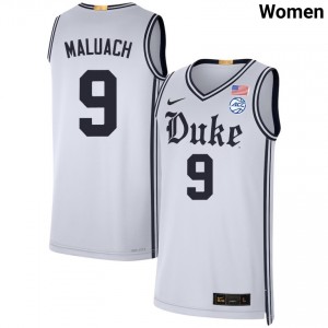 Women Khaman Maluach Team White Duke University #9 Replica Jerseys 979189-237