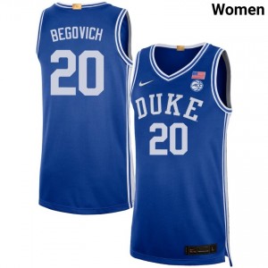 Women Neal Begovich Royal Duke Blue Devils #20 University Jerseys 564465-507