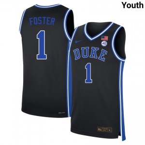 Youth Caleb Foster Black Blue Devils #1 Official Jersey 947461-916