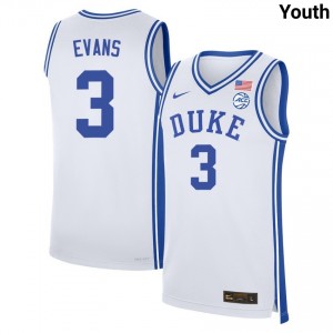 Youth Isaiah Evans White Duke #3 Official Jerseys 192930-224