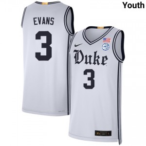Youth Isaiah Evans Team White Duke Blue Devils #3 High School Jersey 833115-632