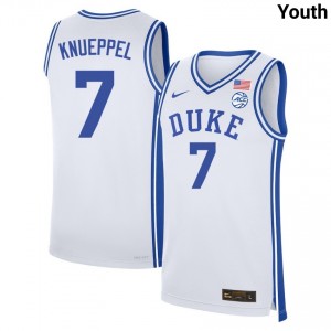 Youth Kon Knueppel White Duke Blue Devils #7 High School Jersey 100583-432