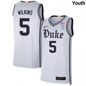 Youth Sebastian Wilkins Team White Duke #5 Embroidery Jersey 851101-173