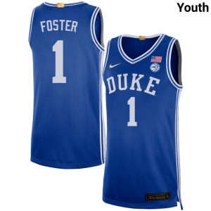 Youth Caleb Foster Royal Duke #1 Embroidery Jerseys 685300-639