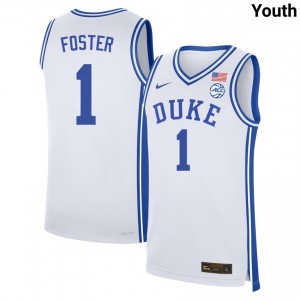 Youth Caleb Foster White Duke University #1 Replica Jersey 392460-849