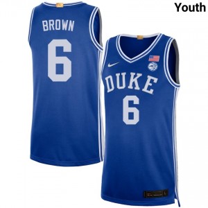 Youth Maliq Brown Royal Duke University #6 Embroidery Jersey 899936-385